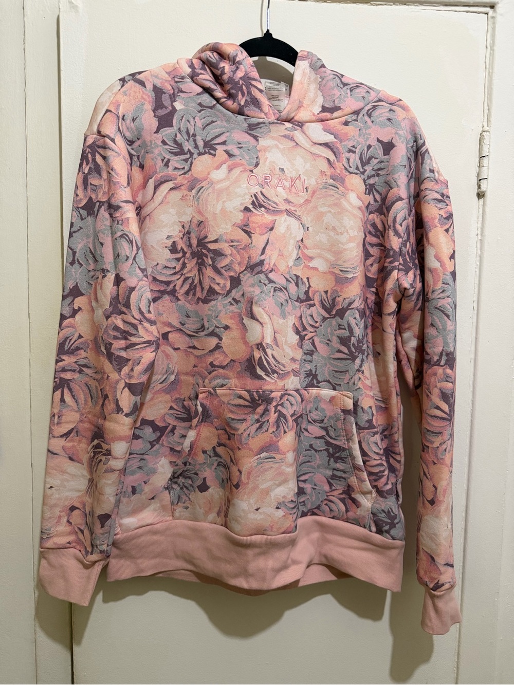 ORAKI Pink Floral Pullover Hoodie for Women